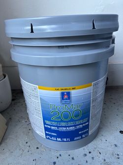 5gallons of new white Flat paint Promar 200 from Sherwin Williams