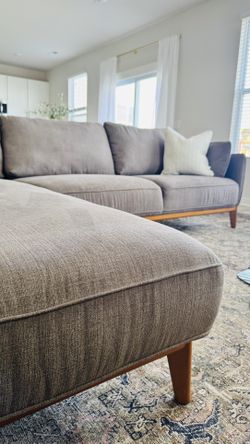 ✨Macy’s Jollene 113" Gray mid-century modern Sectional- Delivery Available 🚚