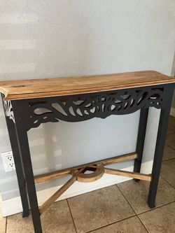 Wood Table with Decorative Cut-Out