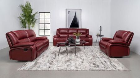 💎3-piece SOFA RECLINER LOVESEAT ARM CHAIR SET RED FAUX LEATHER💎