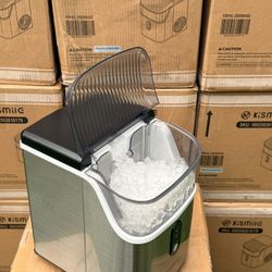 Nugget Ice Makers Countertop, Portable Ice Machine with Crushed Ice, 35lbs/Day, Self-Cleaning, One-Click Operation for Home Use