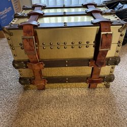 Brass Chest With Leather Straps