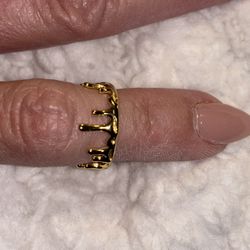 Gold ice drop 18 karat gold plated Stainless Steel  adjustable gold drip ring