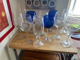 11 assorted wine glasses