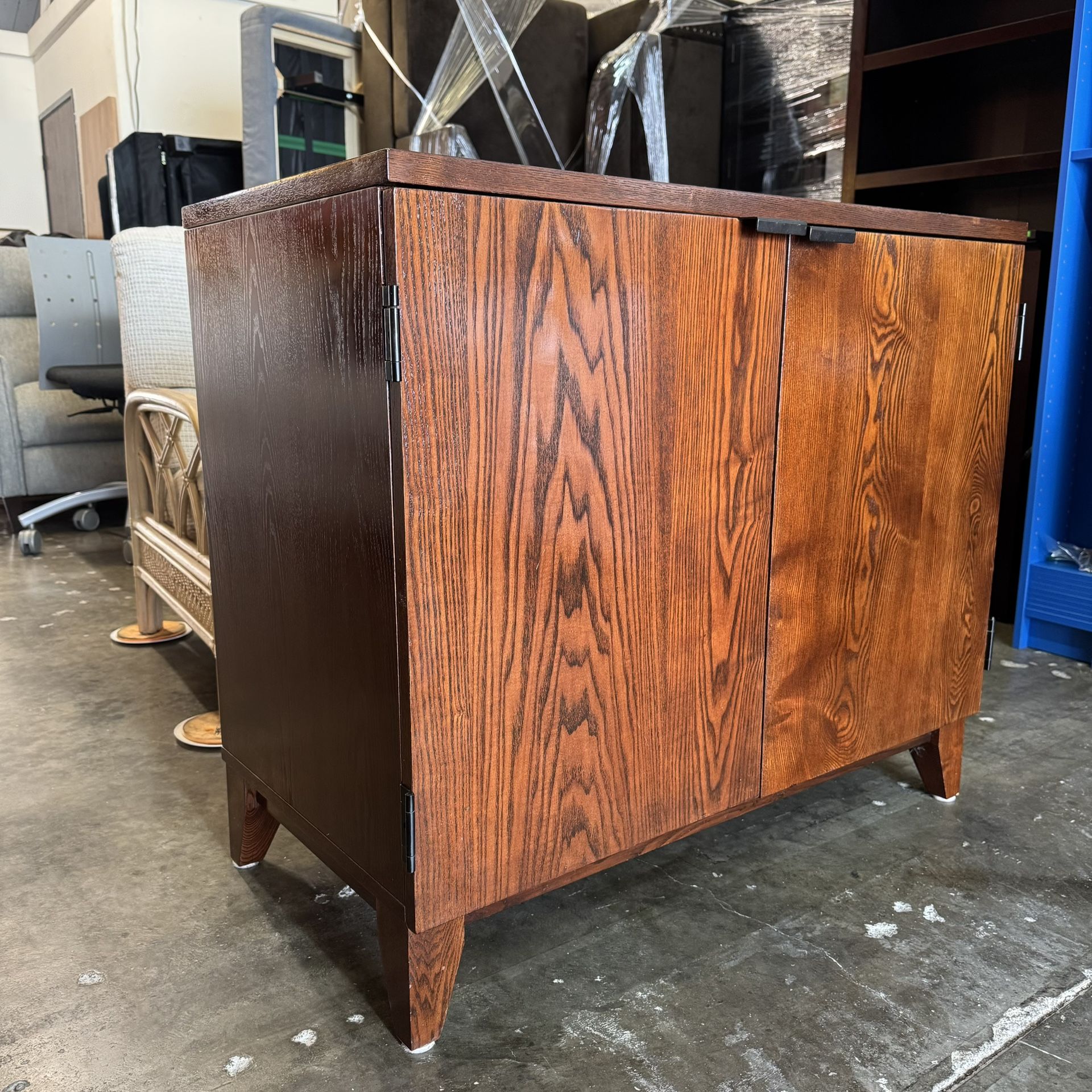 Crate & Barrel Wooden Desk Storage Unit with Filing Cabinet