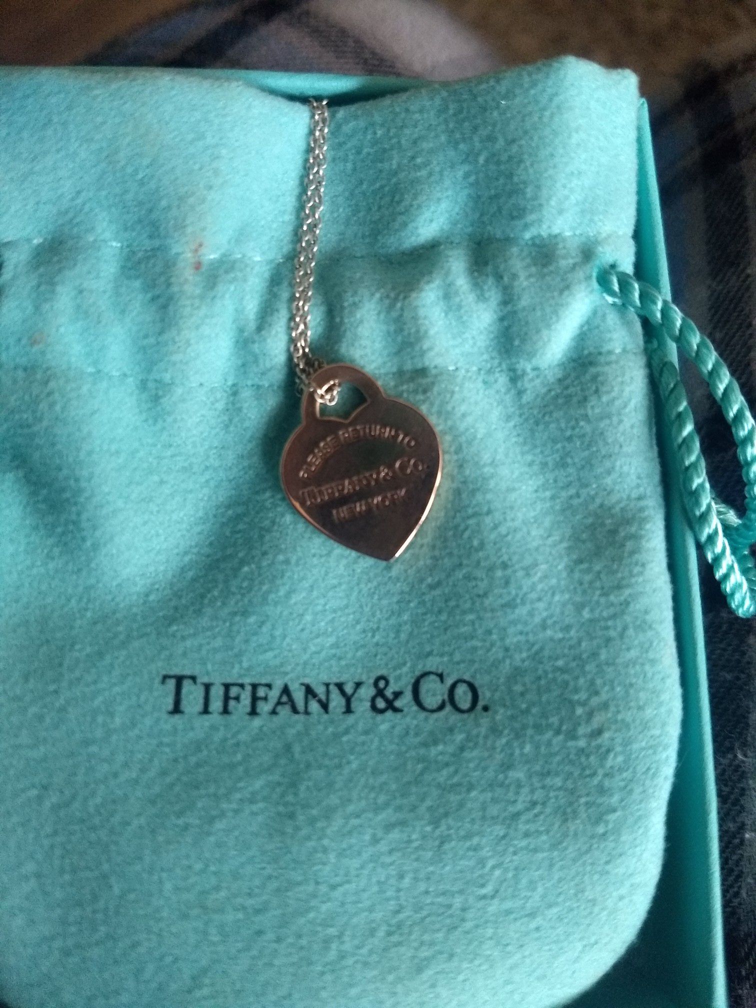 Tiffany's Rose Gold Pendant with Silver Chain
