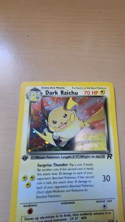 Pokemon Card Dark Raichu Team Rocket 83/82 Secret Rare HOLO 1st Edition for Sale in Covina, CA - OfferUp Pokemon Card Dark Raichu Team Rocket 83/82 Secret Rare HOLO 1st Edition for Sale in Covina, CA - OfferUp