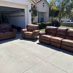 Brown Leather Sofa Set