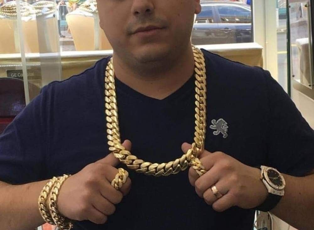 20MM Cuban Link Set 14K Gold Plated Doesn't Loses Color
