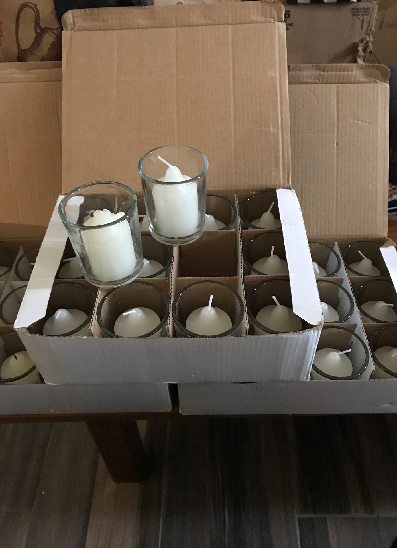 Votive candle holders and candles