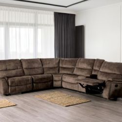 Super Plush Brown Reclining Sectional Sofa 