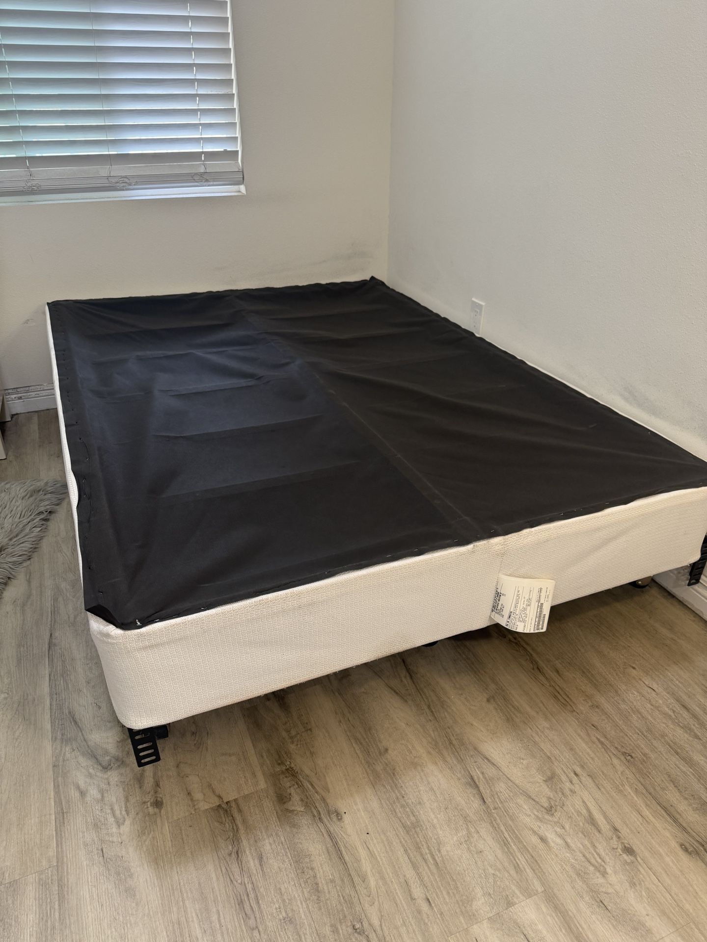 Full Size Box Spring and Bed Frame with Wheels 