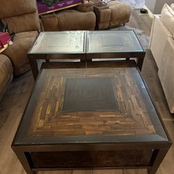 Glass Coffee Table And 2 Side Coffee Tables