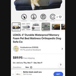 LOAOL 4" Durable Waterproof Memory Foam Pet Bed Mattress Orthopedic Dog Bed 