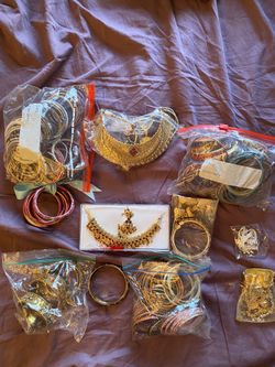 Assortment of Indian fashion jewelry and bindis