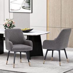 Yongchuang Swivel Upholstered Dining Chairs with Arms Set of 2 Modern Accent Chairs for Kitchen Dini