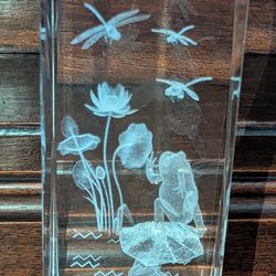 
Laser etched (3D) 6"H x 2"W x 2"D rectangle crystal paperweight