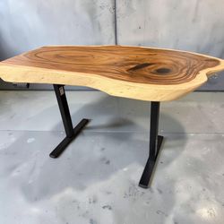 Live Edge Monkey Wood Electric legs Standing Desk