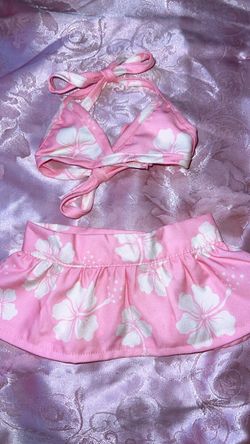 Toydog Pink Floral Halter Bikini Set with Skirt