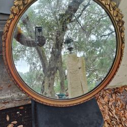 Golden Wooden Antique Mirror.