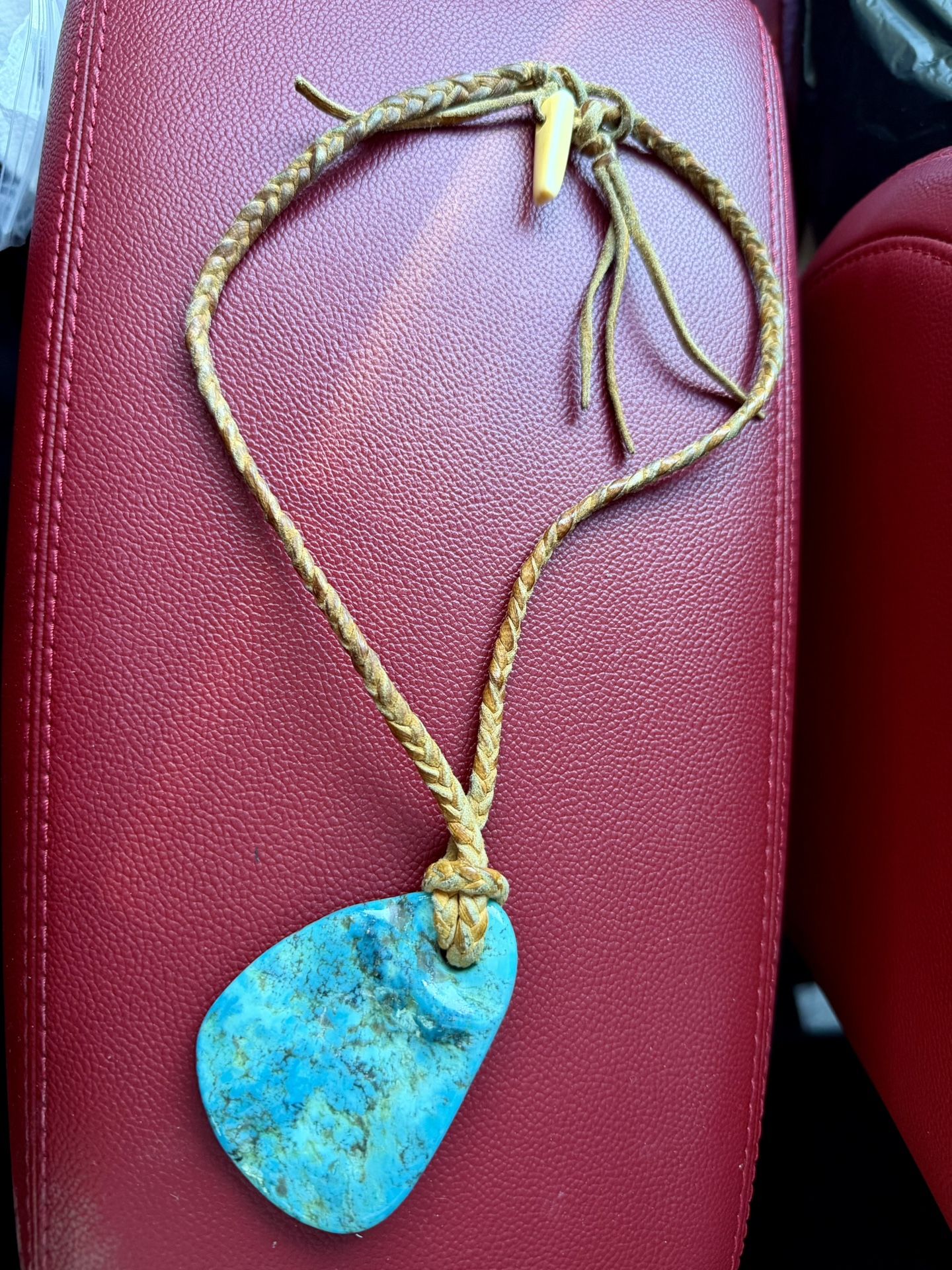 Vintage Navajo Leather/turquoise/coyote Tooth Necklace  