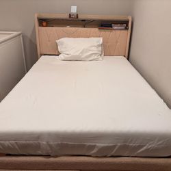 Modern Full Size Upholstered Platform Bed Frame w/ Storage Headboard (No Mattress) 