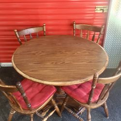 Wood Dining Table With Four Chairs And A Leaf - Will Deliver