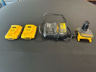 Dewalt- 20 V battery, Charger, adapter