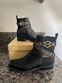 Michael Kors Black Ankle Boots with MK Strap