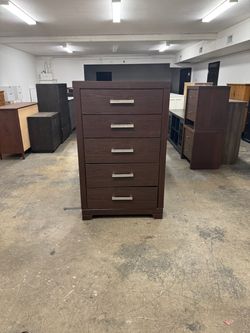 Tall Brown 5 Drawer Dresser