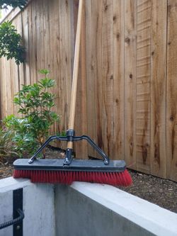 Push Broom with Wood Handle