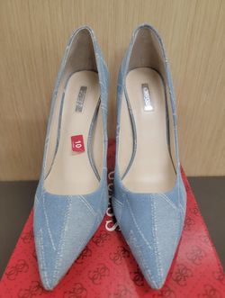 STUNNING - GUESS Babbitt Mesh Pointed Toe Denim Heelsl / Sz 10