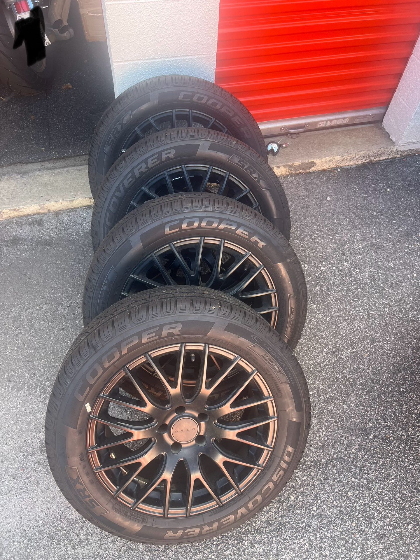 Set of 4 Cooper Discoverer SRX 235/55R18 Tires w/ 18” Black Alloy Rims – Like New”