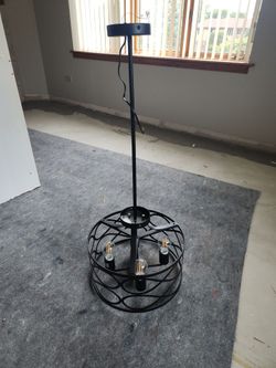 Matte Black 4-Light Drum Chandelier – Modern Geometric Pendant Light