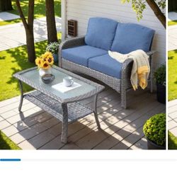 One Loveseat Sofa And  Table