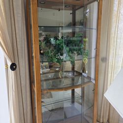 Large Glass and Maple Henredon Curio Cabinet