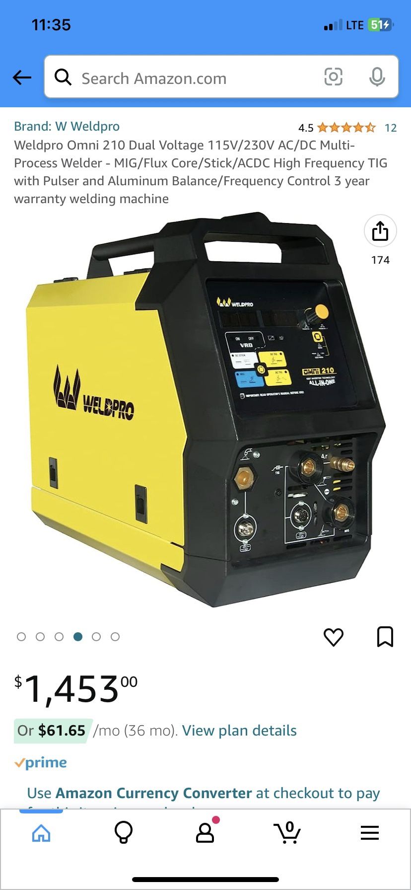 Weldpro Omni 210 Dual Voltage 115V/230V AC/DC Multi-Process Welder