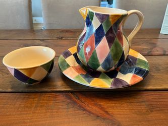New pitcher, bowl, and plate set