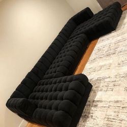 Black Velvet Double Chaise Sectional,  Large Sectional, Seccional, Couch 