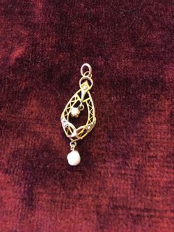 10kt diamond seed pearl pendant victorian