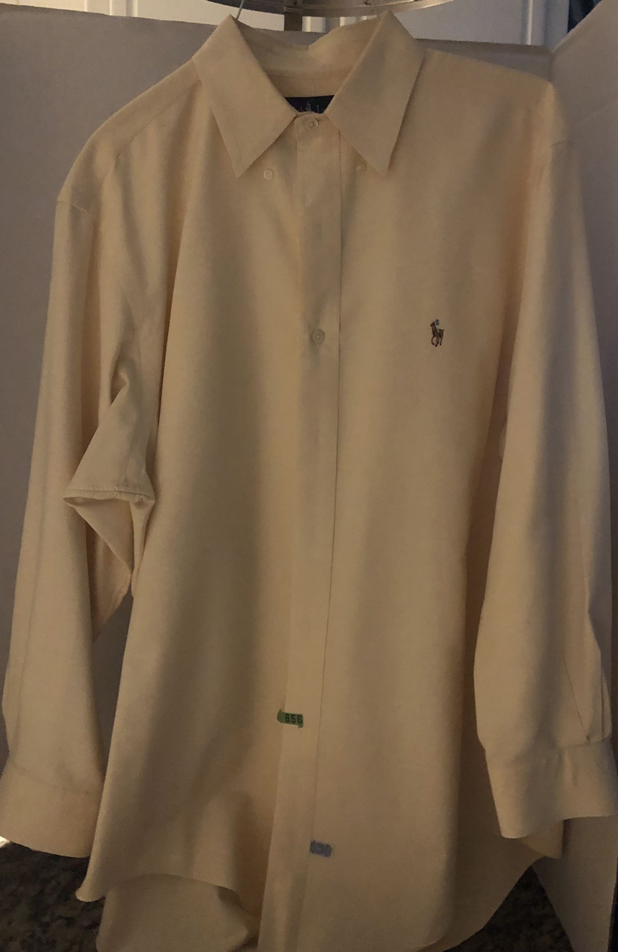 Ralph Lauren 100% Cotton Dress Shirt- 16 inch neck . Pale yellow .