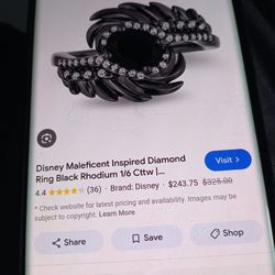 Disney  Maleficent Diamond Ring  Black Rhodium 1/6 Cttw/