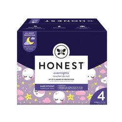The Honest Company Clean Conscious Disposable Overnight Diapers Cozy Cloud + Star Signs, Size 4, 48 Count