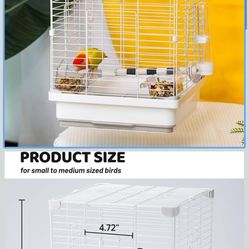 14.6" Portable Travel Bird Cage, Parrot Cage, Ample Room for Tail Movement, with Food Box, Perch, Water Bottle, for Vet Visit, Short Trip, Parakeet, C