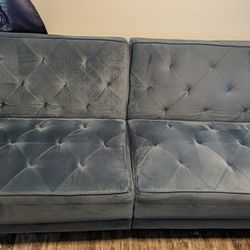 Blue Grey Futon Couch Bed
