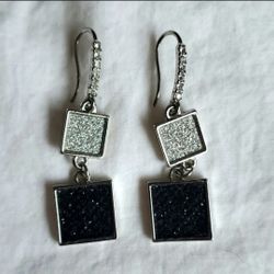 Black and silver druzy earrings