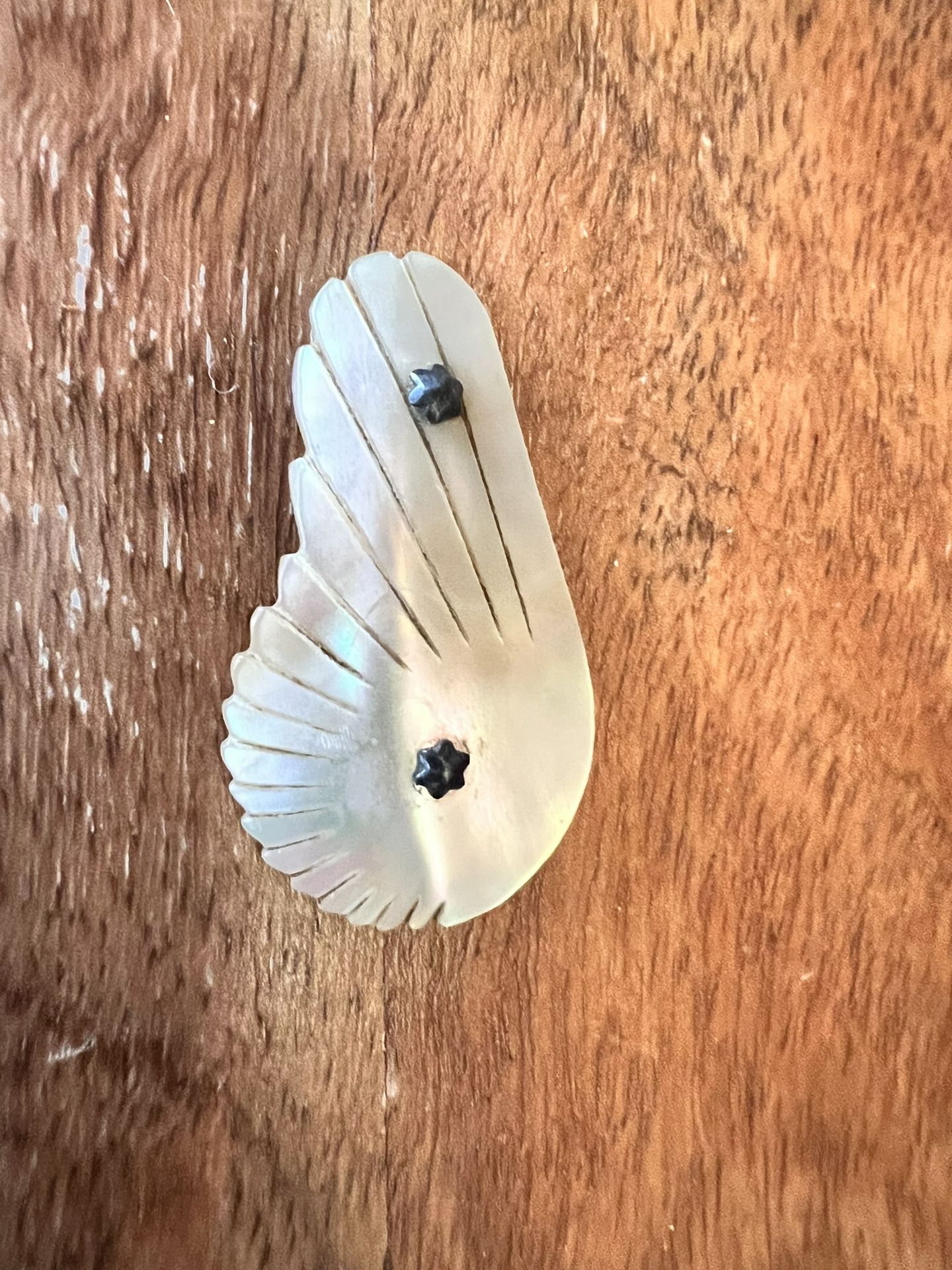 Vintage Victorian Mother Of Pearl Shell Wing And Star Brooch Pin