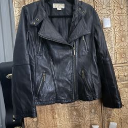 Michael Kors Ladies' Genuine Leather Moto Biker Black Jacket Size XL $60 OBO