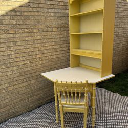 Vintage Thomasville Allegro Faux Bamboo Corner Desk & Bookshelf & Matching Chair