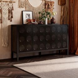 French Retro Sideboard Buffet Kitchen Storage Cabinet , coffee bar table  Black D-46